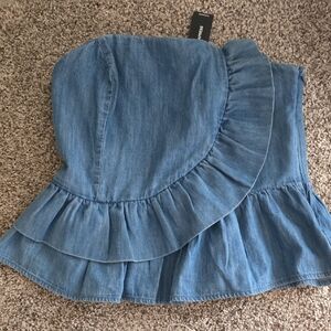 Express Denim Ruffled Top NWT